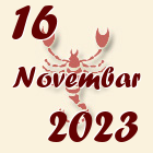Škorpija, 16 Novembar 2023.