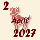 Ovan, 2 April 2027.